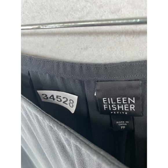 EILEEN FISHER Pants PP Petite Silk Georgette Crepe Pull On Side Zip Gray - Picture 11 of 11